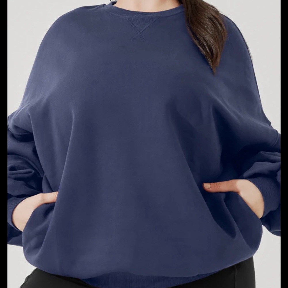 Popflex Blogilates Cloud Crewneck Sweater Sweatshirt Academic Navy with Pockets